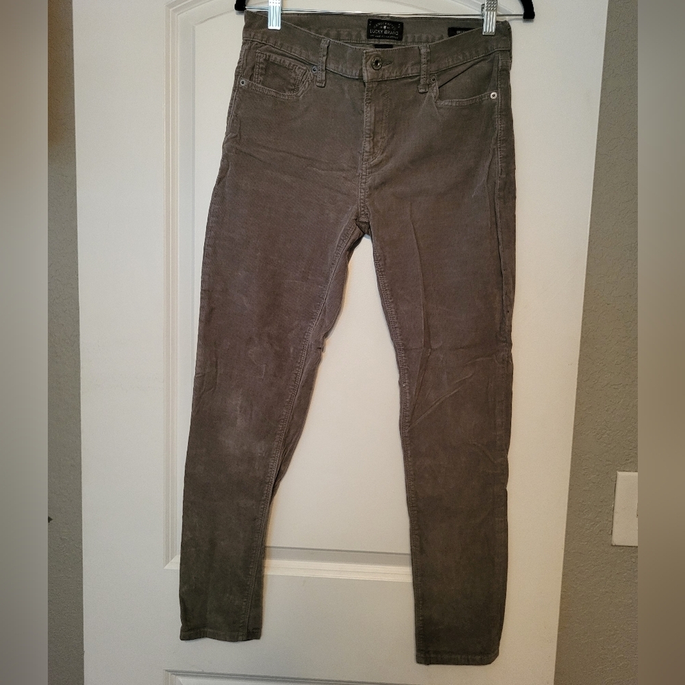 Lucky Brand corduroy brownish/grayish Brooke skinny jeans, Size 8/29, EUC